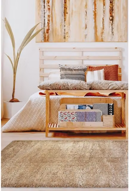 Melrose Interiors Laguna Modern Shaggy Area Rug, Red and Beige, W: 200 cm, D: 290 cm