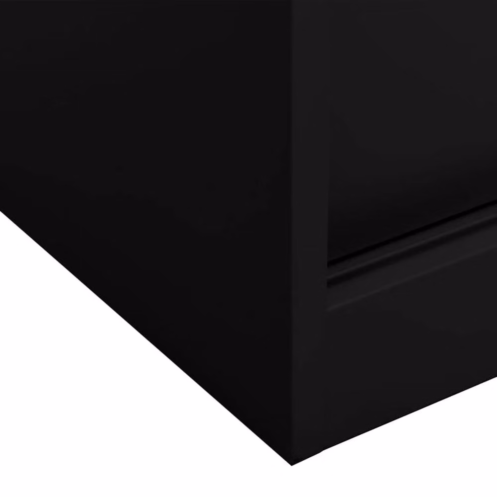 Berkfield Home Office Cabinet in Black Matt Steel with Sliding Doors and Adjustable Shelves, W/D/H: 90 x 40 x 90 cm – 3