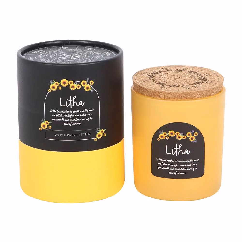 Something Different Wheel Of The Year Wildflower Litha Candle and Glass Holder Set in Yellow – 3