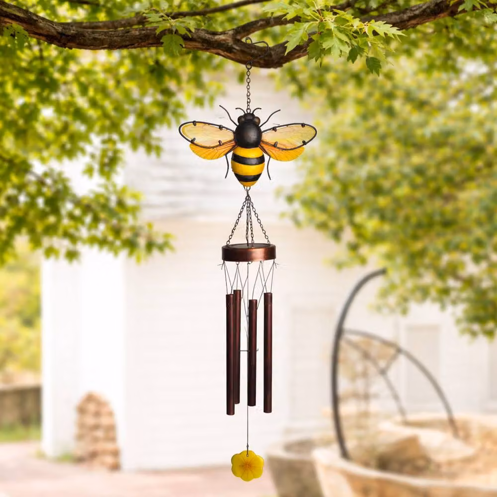 Country Living Bee Solar Windchime in Yellow Metal – 2