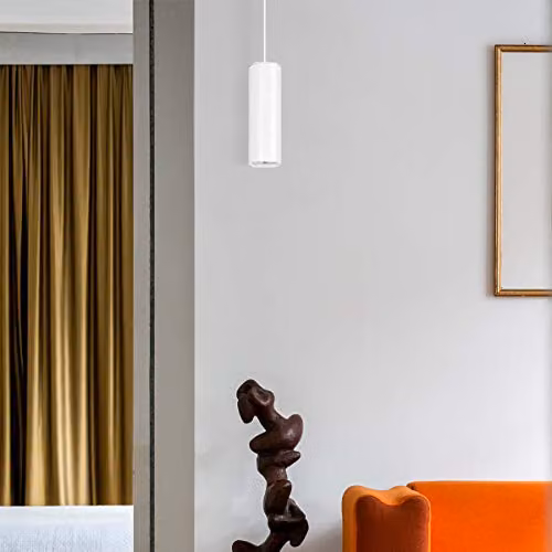 CGC Lighting White Aluminium Cylinder Suspended Ceiling Light with Adjustable GU10 Fitting – 4