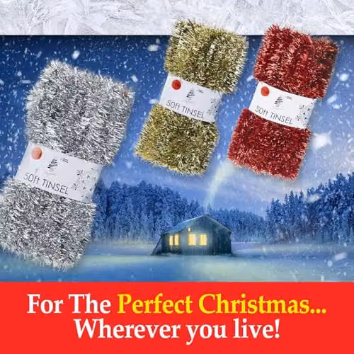 VFM Christmas Tinsel Decorations in Gold, Red and Silver – 6
