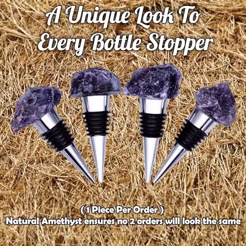 Maison Des Cadeaux Purple Amethyst Crystal and Metal Bottle Stopper – 2