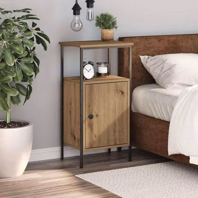 Berkfield Home Classic Bedside Cabinet in Artisan Oak Brown, W/D/H: 41 x 31 x 80 cm