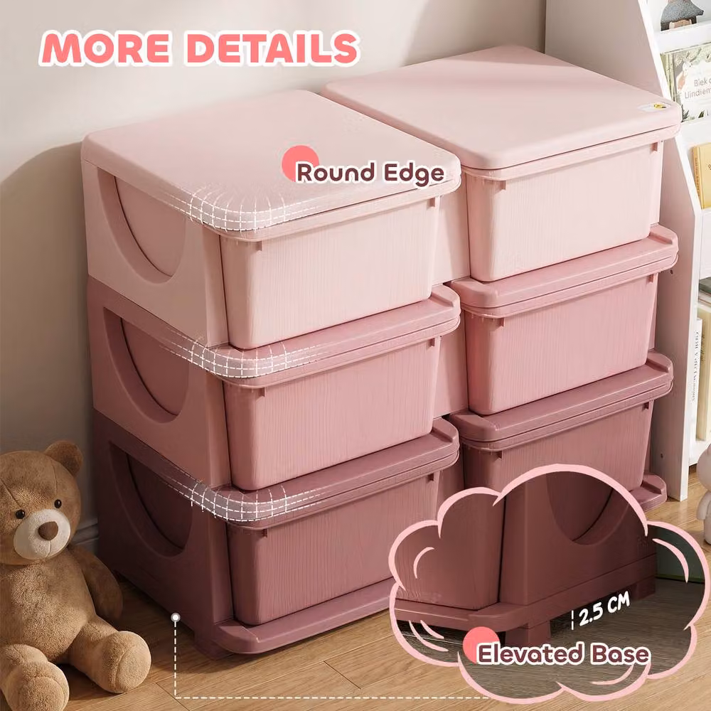 STILVORA Kids Storage Unit with 6 Drawers in Pink – 3