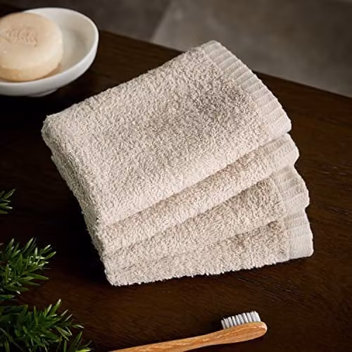 Catherine Lansfield Quick Dry Cotton Terry Face Cloths, 4 Pack, Beige – 1