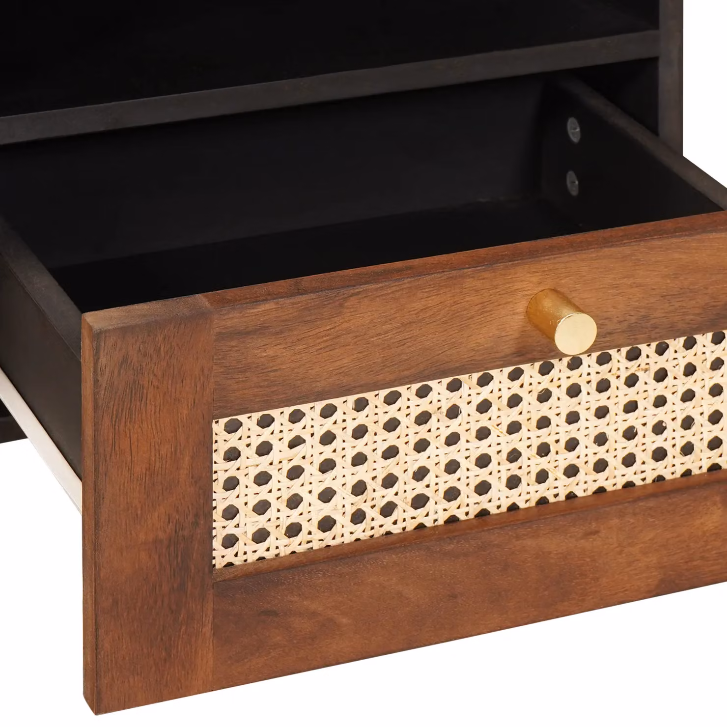 Berkfield Home Brown Cane and Solid Mango Wood Coffee Table with Drawer and Shelf – 4