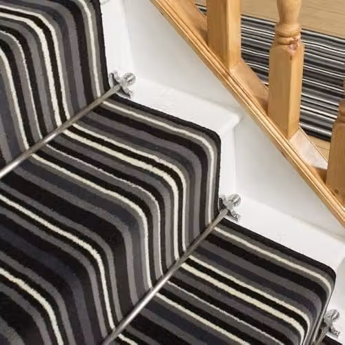 runrug Soft and Comfortable Stair Runner in Black, W: 70 cm, L: 690 cm – 3