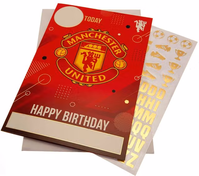 Manchester United FC Birthday Card with Stickers in Red and Yellow