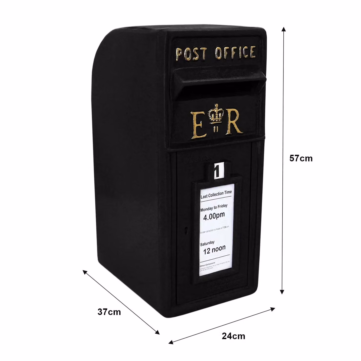 Monstershop Black and Gold Vintage Royal Mail Post Box with Freestanding Cast Iron Stand – 2