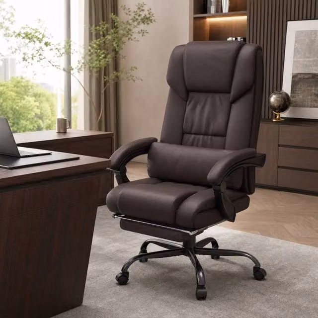 STILVORA Brown Synthetic Leather Executive Office Chair with Headrest and 360 Degree Swivel