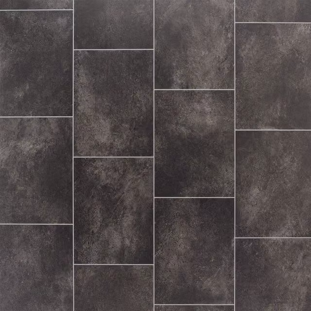 Vinyl Flooring UK Black Marbled Stone Look Cushion Backed Vinyl Flooring Sheet, W: 100 cm, L: 200 cm, Thickness: 2.3 mm – 1
