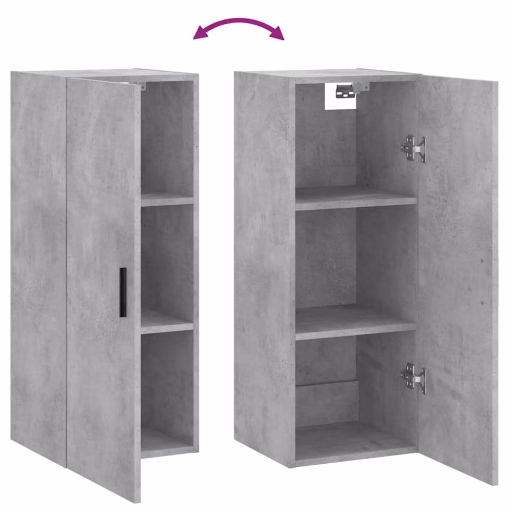 Berkfield Home Wall Mounted Cabinet in Concrete Grey, W/D/H: 34.5 x 34 x 90 cm – 3
