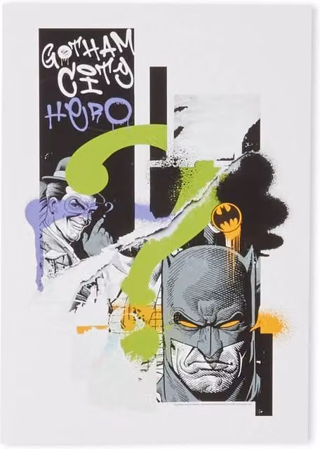 Batman Torn Multicolour Abstract Graphic Giclee Art Print on Paper, Size: A2