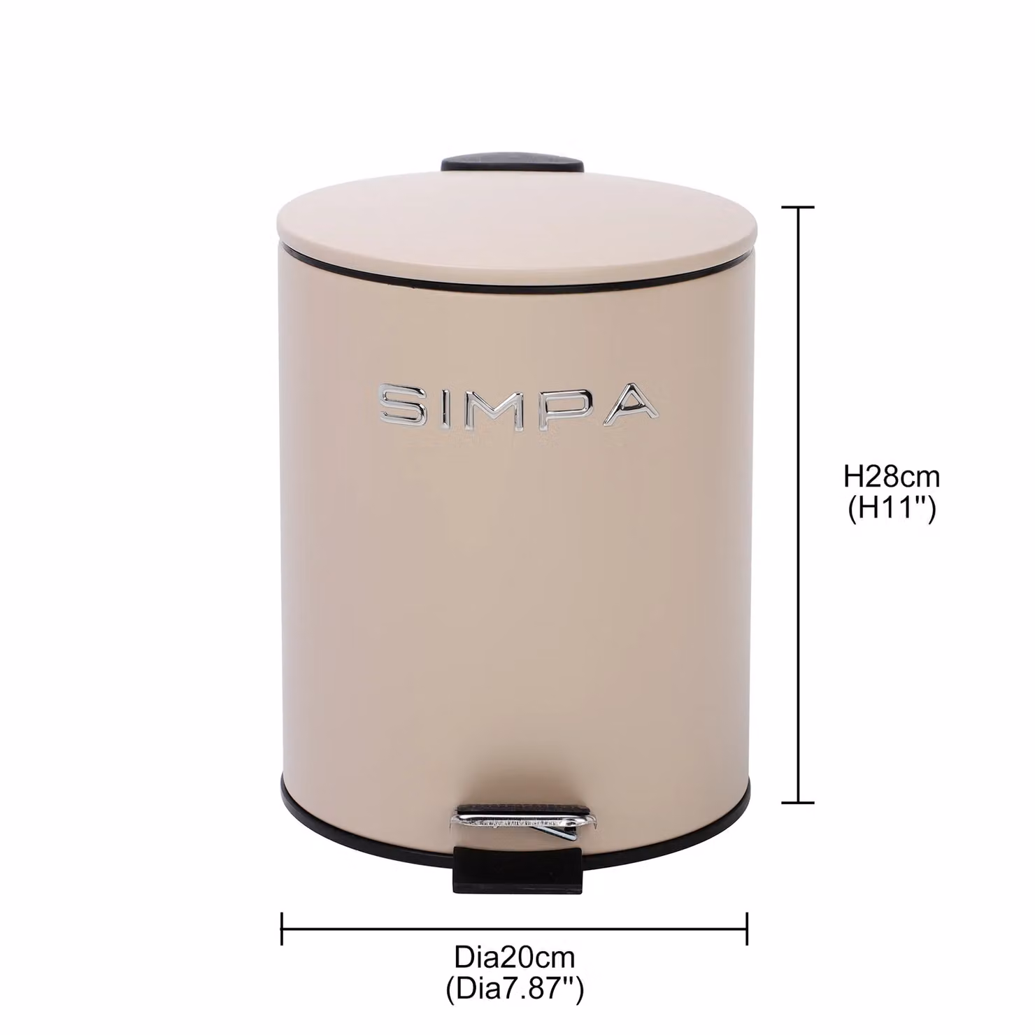 Simpa 5L Slim Soft-Closing Pedal Dustbin in Taupe with Removable Inner Bucket – 3
