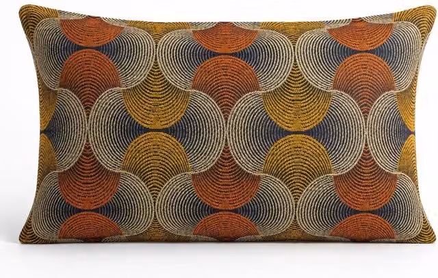 Four Candle Urban Swirl Graphic Lumbar Cushion Cover in Grey and Multicolour, W: 50 cm, H: 30 cm