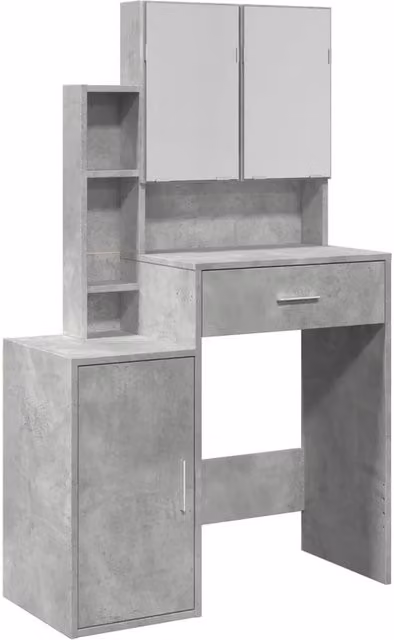 Berkfield Home Modern Dressing Table with Cabinet in Concrete Grey, W/D/H: 80 x 35 x 132 cm