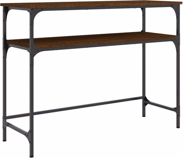 Berkfield Home Industrial Console Table in Brown Oak, W/D/H: 100 x 35.5 x 75 cm