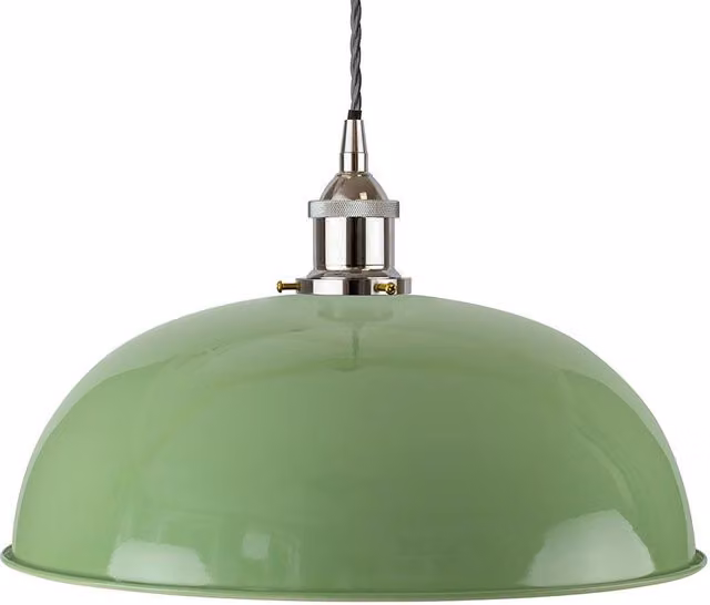 SE Home Worcester Pendant Light in Mint Green and Grey with Nickel Finish