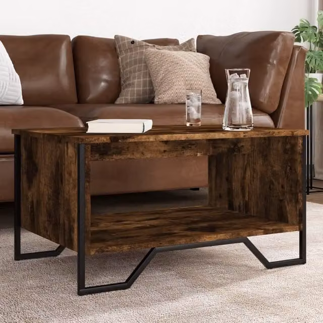 Berkfield Home Smoked Oak Coffee Table in Brown, W/D/H: 75 x 51 x 40 cm