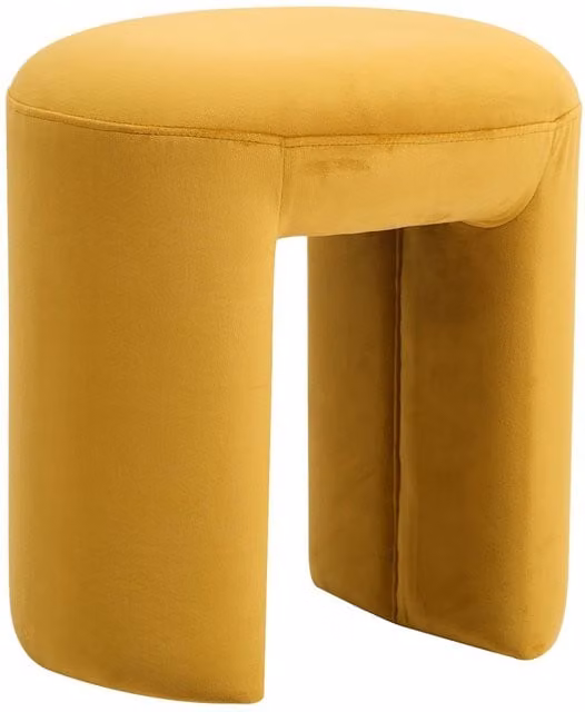 NAGA Nordlys Scandinavian Velvet Lounge Pouf in Beige and Yellow
