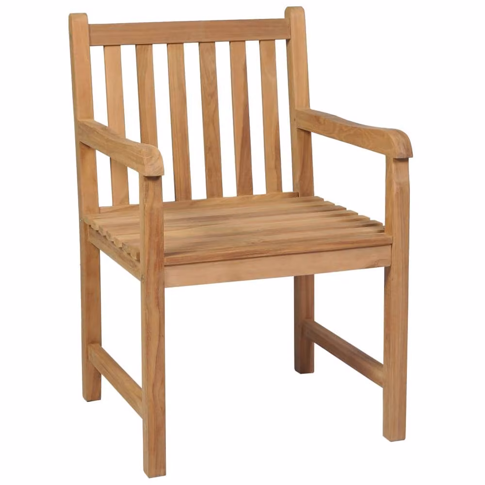 Berkfield Home Set of 4 Outdoor Armchairs in Brown Solid Teak Wood – 2