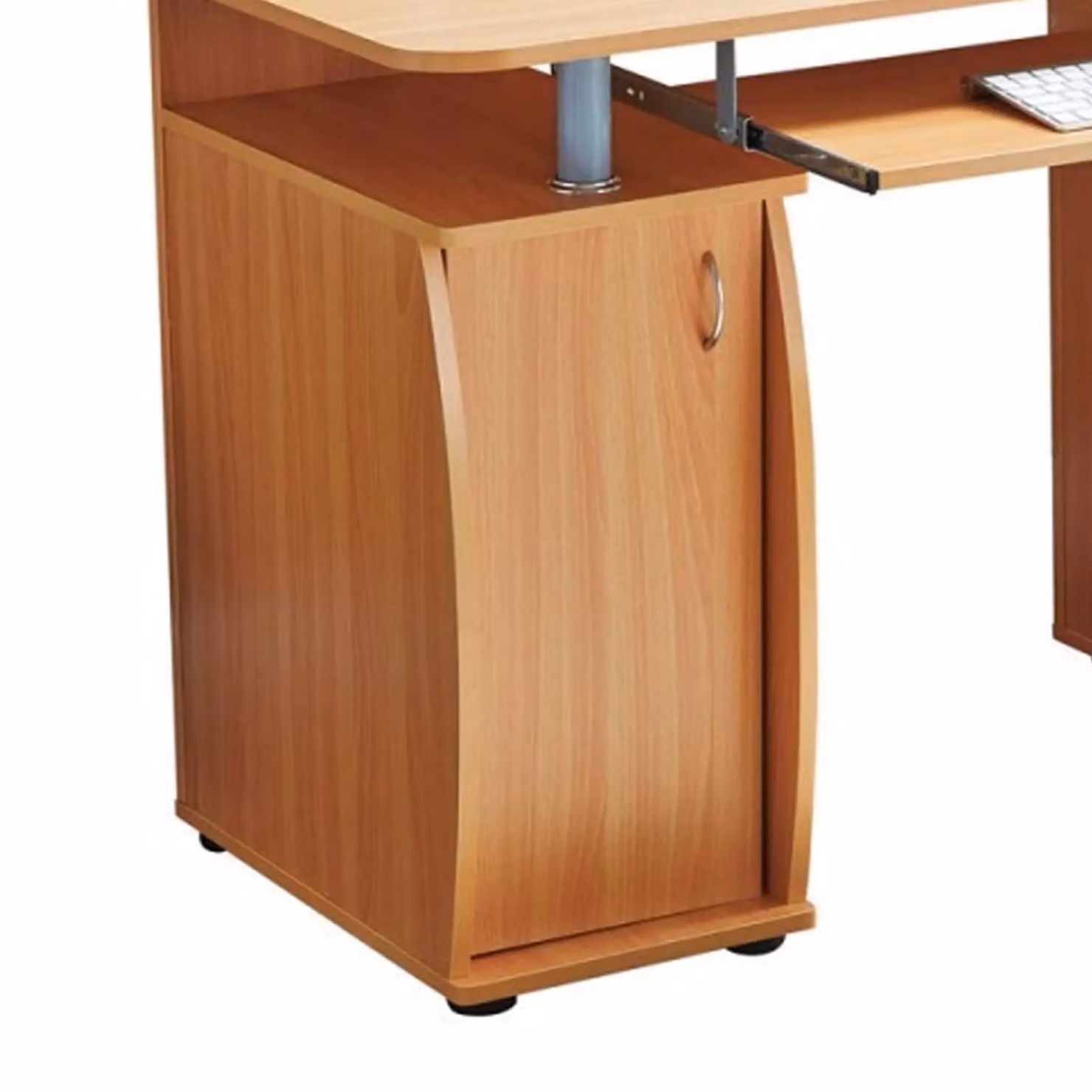 RayGar Beech Deluxe Design Computer Desk with Cabinet and 3 Drawers in Brown, W/D/H: 120 x 55 x 74 cm – 5