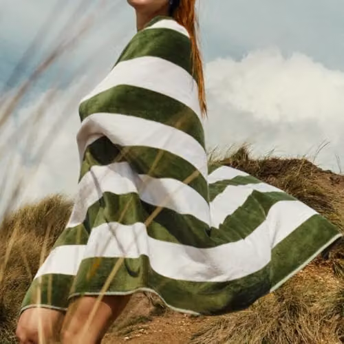 Christy Cabana Striped Cotton Beach Towel in Green, W/D/H: 100 x 180 cm – 2