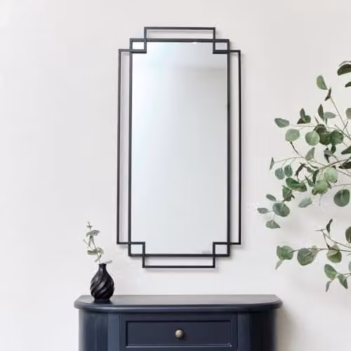 Melody Maison Black Geometric Rectangular Wall Mirror W: 94 cm, H: 48 cm