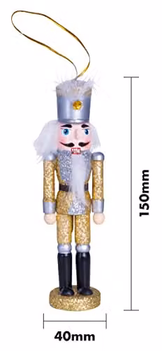St Helens Home & Garden Nutcracker Christmas Tree Hanging Decoration, Silver and Gold, Height: 15 cm – 2