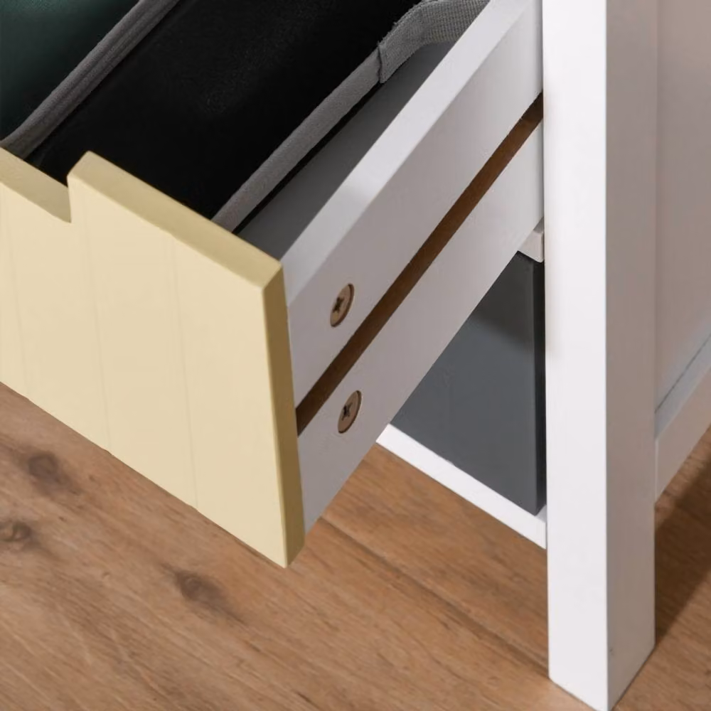 STILVORA 6 Drawer Chest with Wooden Structure in White and Multicolour Striped Lacquered Finish – 4