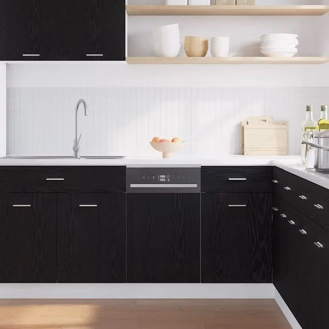 Berkfield Home Modern Dishwasher Panel Lyon Black Oak, W: 45 cm, D: 1.5 cm, H: 67 cm, Engineered Wood
