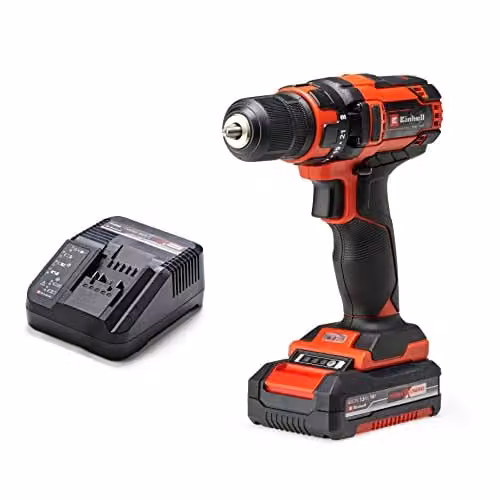 Einhell Power X-Change 18V Cordless Drill with Battery and Charger, Black and Red, 35Nm