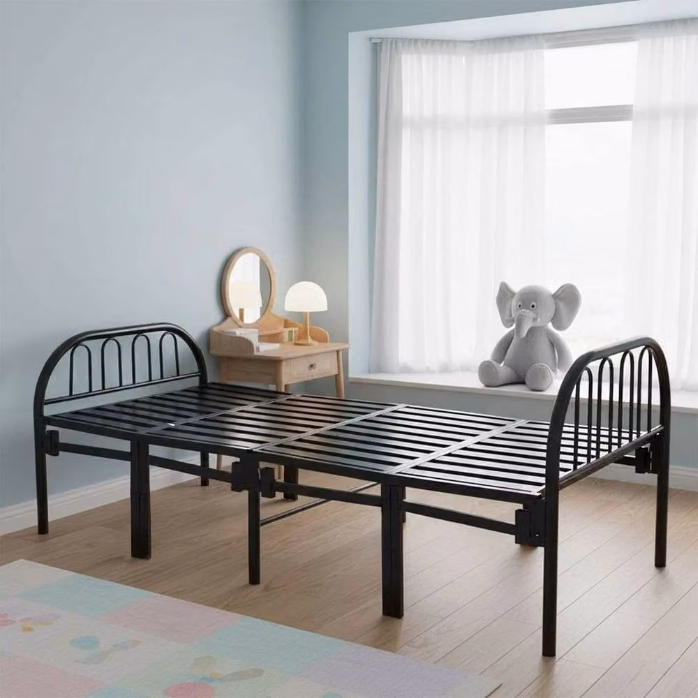 KORVIXA Folding Metal Single Bed Frame in Black, W/D/H: 90 x 190 cm – 4