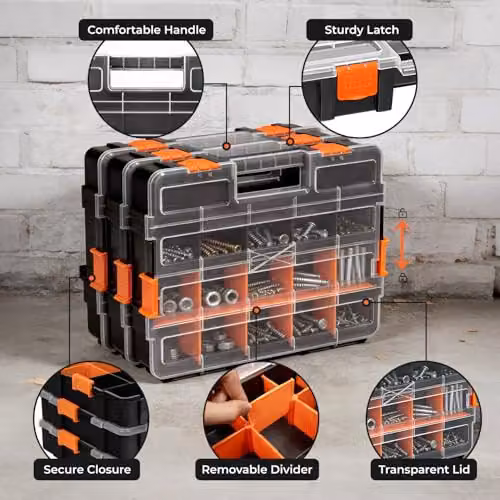 Simpa Professional Heavy Duty DIY Organiser Storage Box Set of 3 in Black – 7