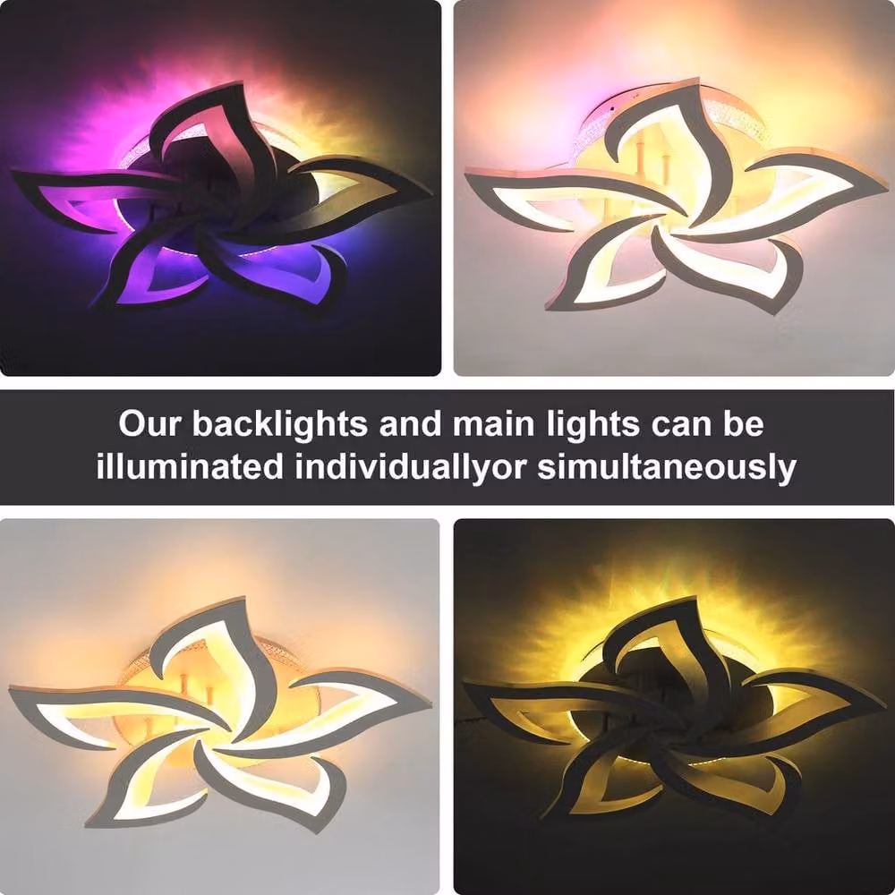 NESTLUNE Modern LED Ceiling Chandelier with White Metal Frame and RGB Backlight – 4