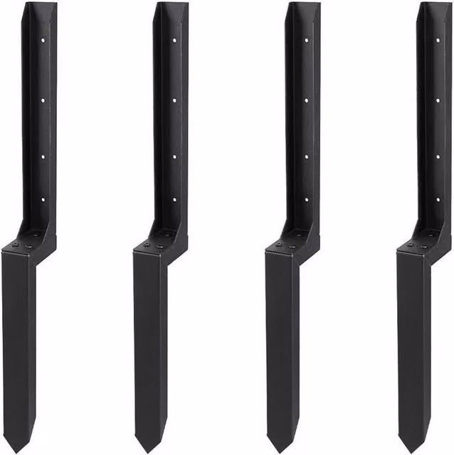 NESTLUNE Heavy Duty Fence Post Anchor Repair Kit, 4 Pieces, Black, W/D/H: 300 x 120 cm