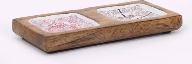 Hop Hare KDMK White Enamel Double Trinket Tray with Cupid and Lion Design