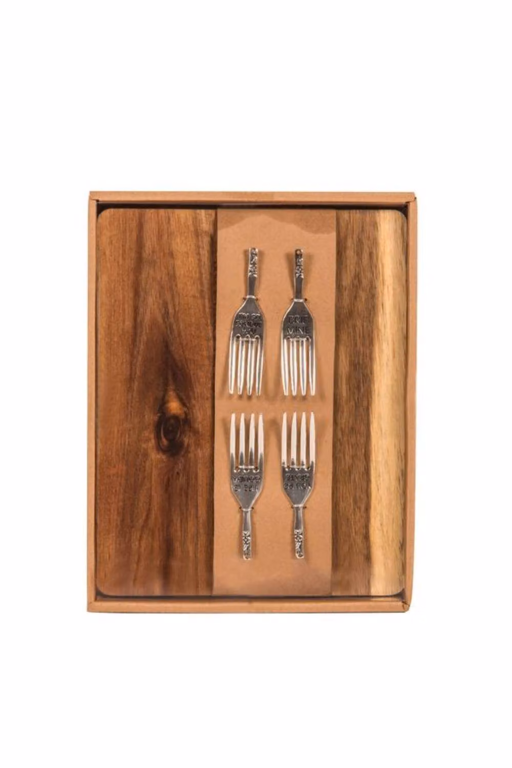 KDMD Brown Rectangular Wooden Cheeseboard and Polished Silver Metal Cheese Picks Set – 2
