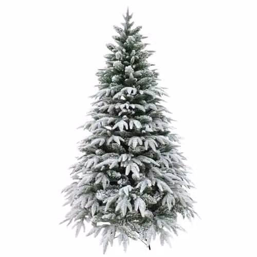 SHATCHI Luxury Designer Pre-Decorated Artificial Christmas Tree, Snow Covered, Green, Height: 150 cm