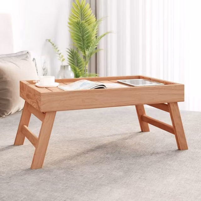 Berkfield Home Folding Tray in Brown Rustic Teak Wood, W: 55 cm, D: 35 cm, H: 25 cm – 1