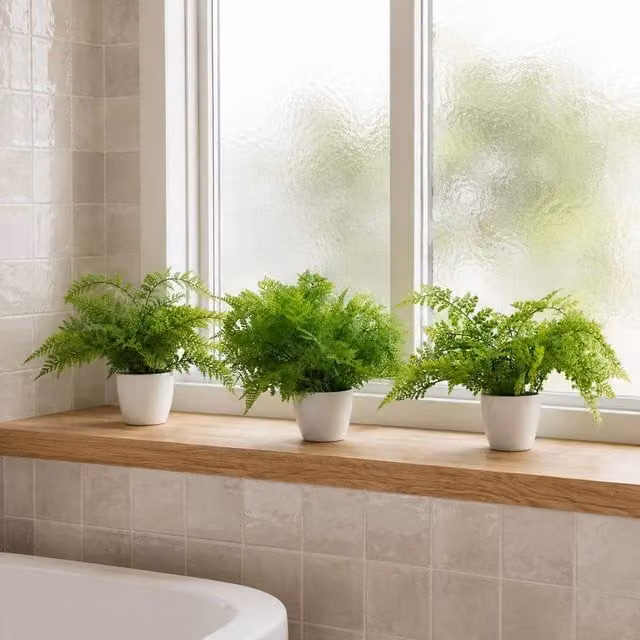Leaf Pack of 3 Green Artificial Potted Ferns, Height: 30 cm – 1