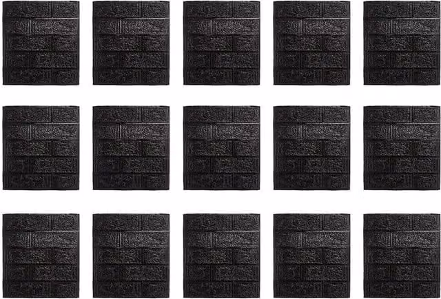 Livingandhome 15-Pack Black 3D Brick Effect Peel and Stick XPE Foam Wall Panels
