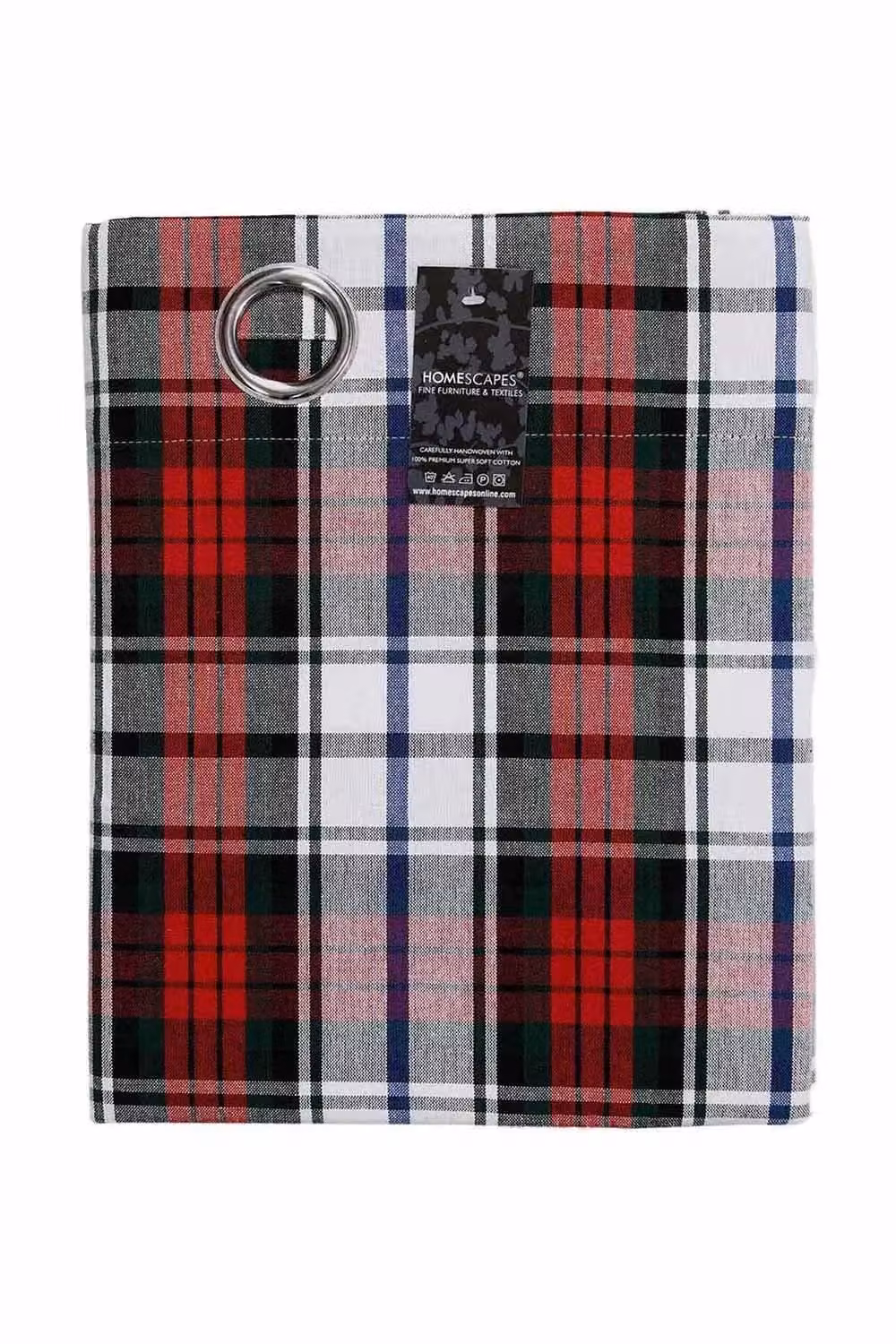 Homescapes Macduff Tartan Check Eyelet Curtain Pair in Multicolour Cotton, Width: 140 cm, Drop: 183 cm – 5