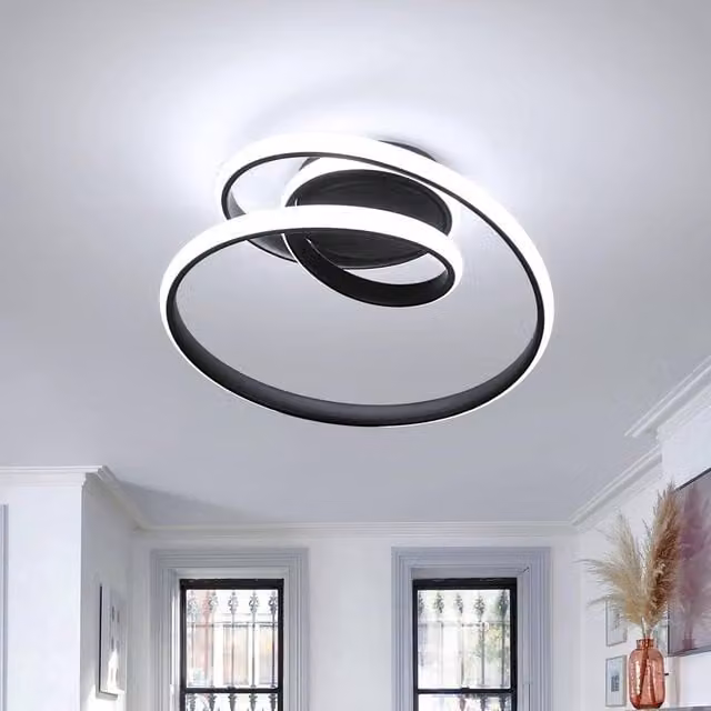 Goeco Modern LED Ceiling Light, 36W Creative Spiral Shape, Black, 6500K Cool White – 1