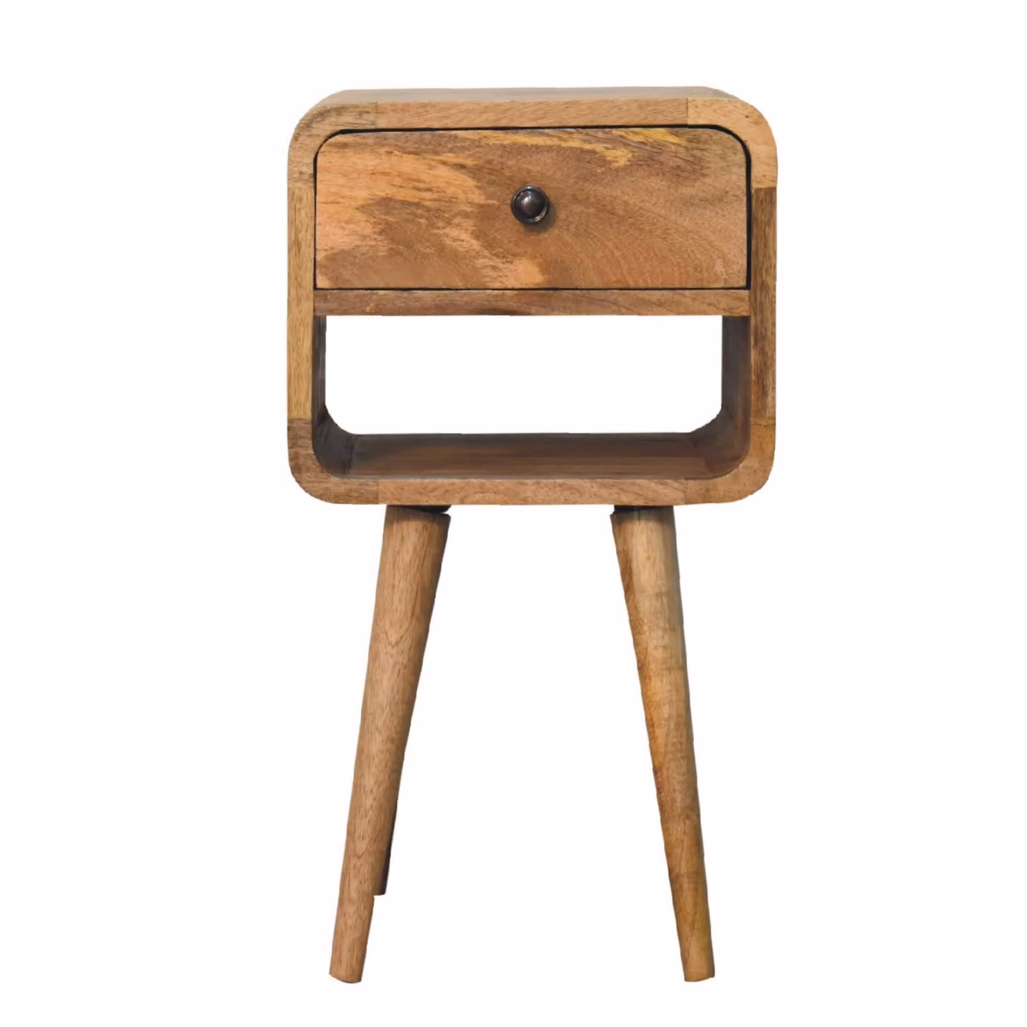 Aosom UK Solid Mango Wood Mini Bedside Table with Drawer and Open Slot, Brown, W: 30 cm, D: 30 cm, H: 55 cm – 2