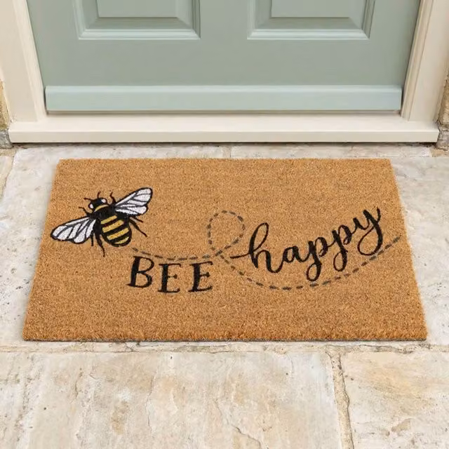 Madison & Mayfair Brown Coir Bee Doormat, W: 44 cm, D: 75 cm