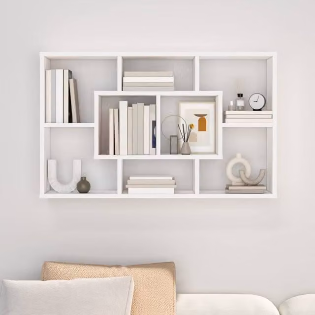 Berkfield Home Wall Mounted Shelf in White, W: 85 cm, D: 16 cm, H: 52.5 cm