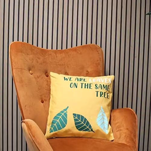 KDMD Set of 3 Printed Cotton Square Cushion Covers in Yellow and Blue, W/D/H: 45 x 45 x 45 cm – 2