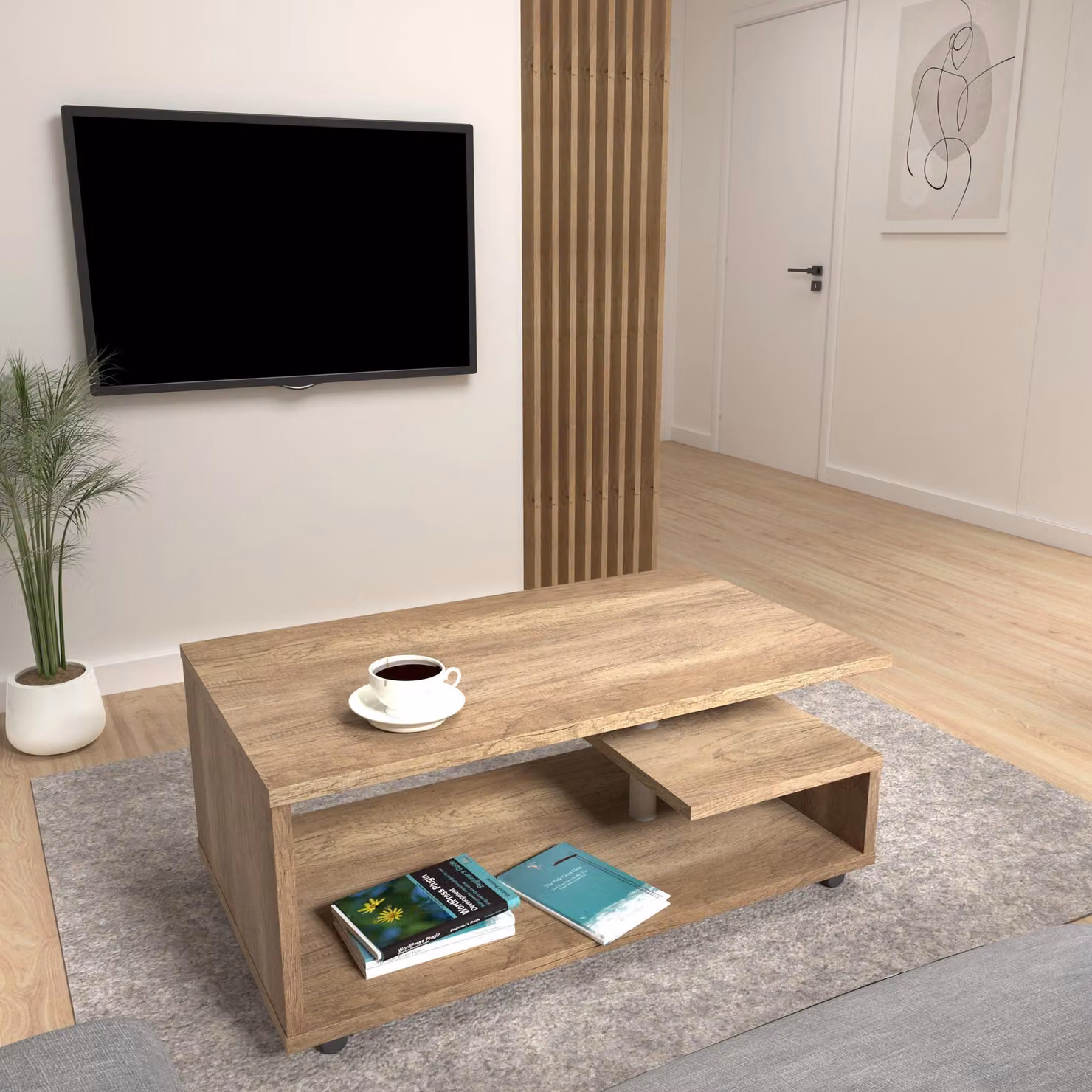 Furniture To Go Bailey Rectangular Coffee Table in Antique Oak Brown – 3